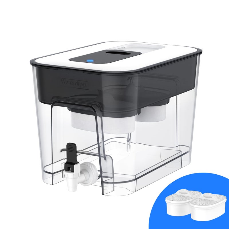 Waterdrop 40 Cup Dual Filter Dispenser, 8X Faster Filtration, 400-Gallon Lifespan, Water Filter Dispenser for Home/Office, 2 Built-in Filters, 10X Longer Lifetime, Reduces Chlorine, PFOA/PFOS, Black - Image 1