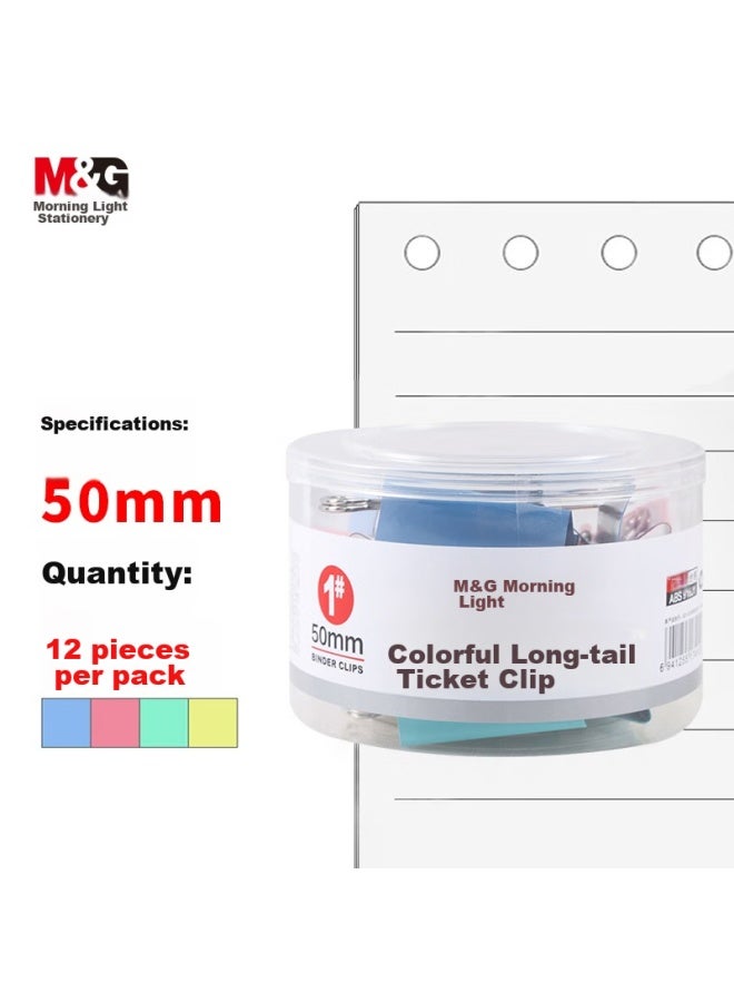 ام اند جي M&g Stationery 1#50mm 12 قطعة/جرة مشابك ملونة كبيرة مشابك معدنية فواتير مشابك مكتب اقتصادية Abs916j1 - Image 1