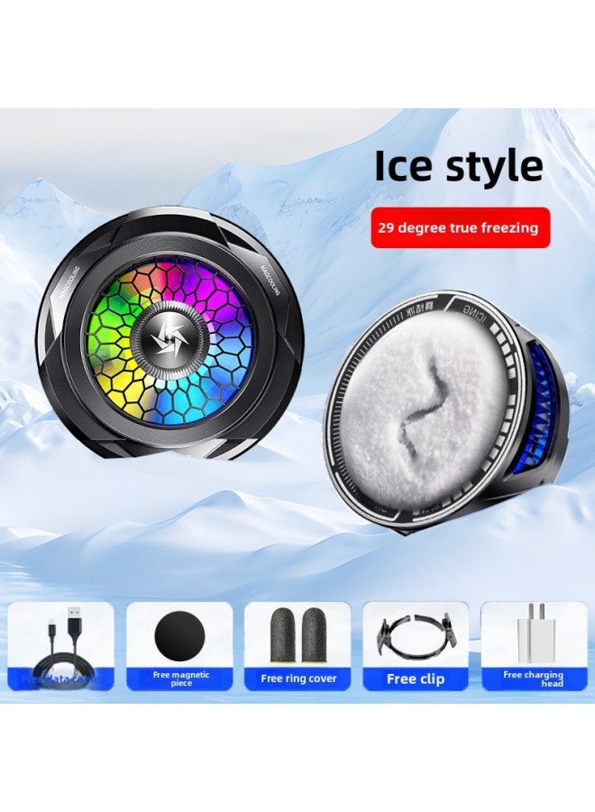 إسكدنيا Icing Magnetic Mobile Phone Radiator Semiconductor Refrigeration Mute Live Game Water Cooling Fan Cooling Eat Qingying-Color:29 Degree Real Ice Model | Magnetic Model | Black + Back Clip + Charger - Image 1