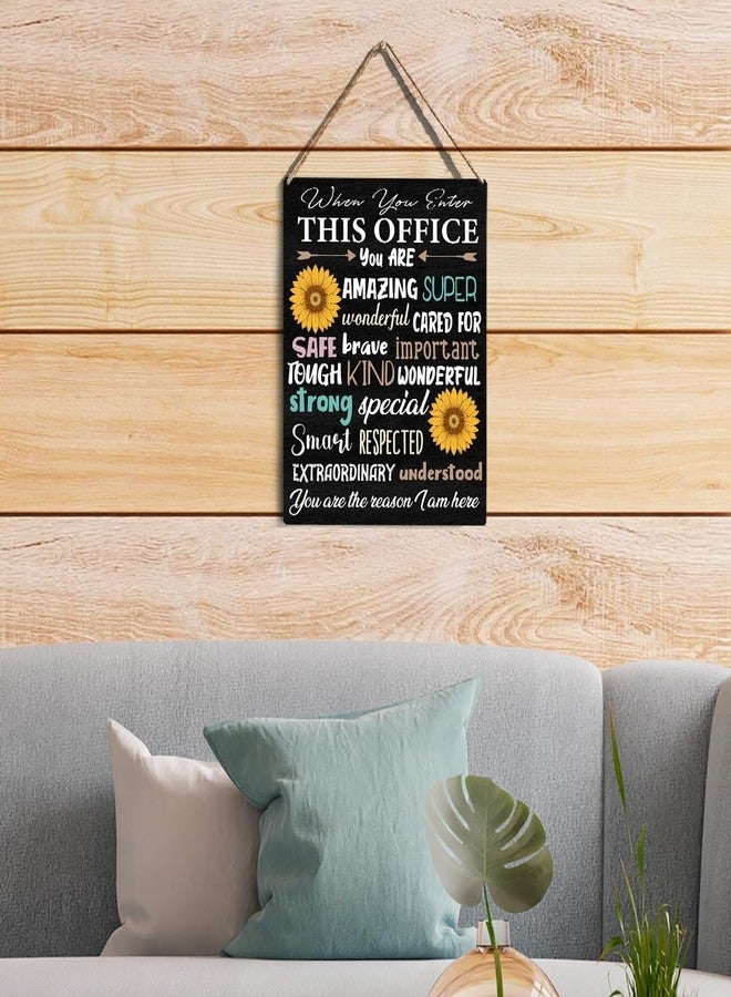GUDIAO Office Quote Sunflower Signs Wall Decor Rustic When You Enter This Office You are Amazing Wooden Hanging Sign Decoration for Home Office Door 8 x 10 - Image 4