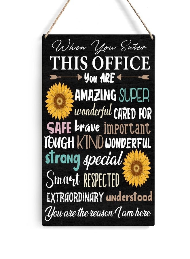 GUDIAO Office Quote Sunflower Signs Wall Decor Rustic When You Enter This Office You are Amazing Wooden Hanging Sign Decoration for Home Office Door 8 x 10 - Image 1