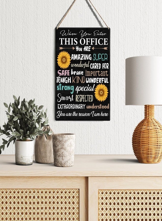 GUDIAO Office Quote Sunflower Signs Wall Decor Rustic When You Enter This Office You are Amazing Wooden Hanging Sign Decoration for Home Office Door 8 x 10 - Image 3