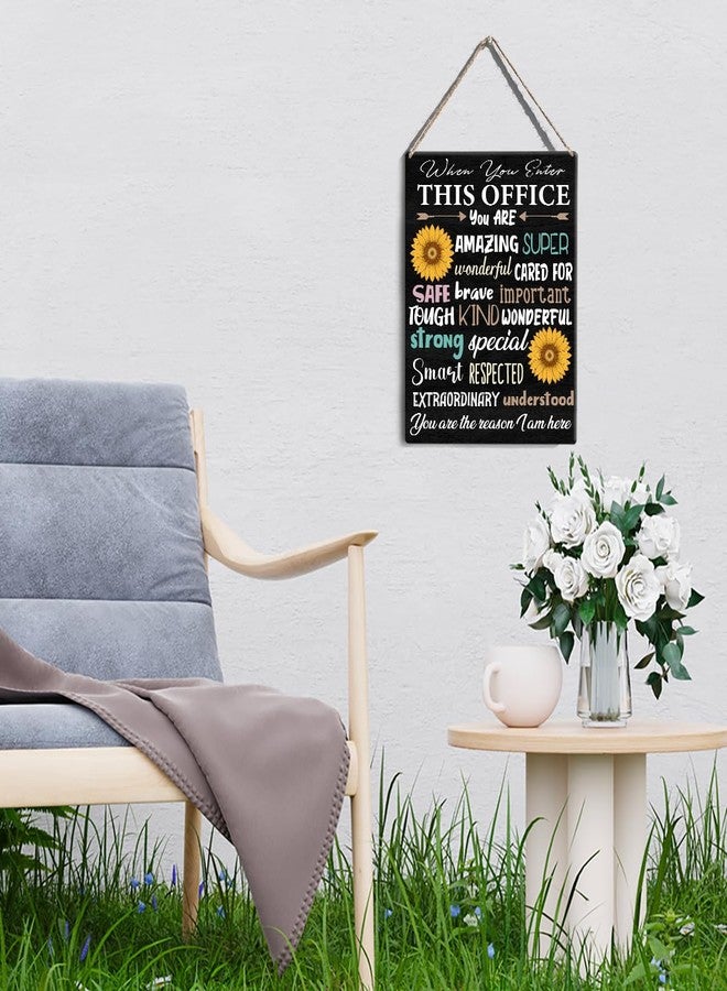 GUDIAO Office Quote Sunflower Signs Wall Decor Rustic When You Enter This Office You are Amazing Wooden Hanging Sign Decoration for Home Office Door 8 x 10 - Image 5