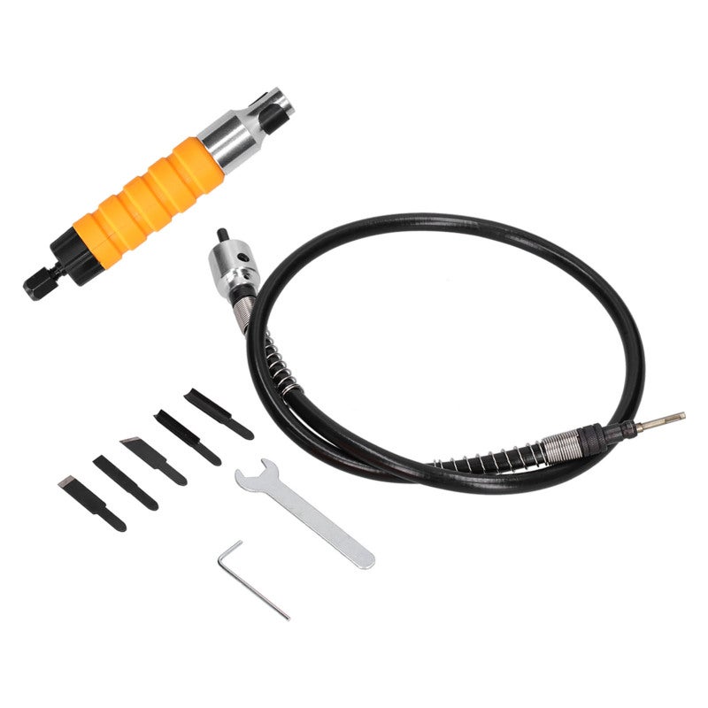 Electric Wood Chisel 5 Knife Set: Comfortable Non Slip Handle - High Speed Vibrations Flexible Shaft Carving Tool for Home Woodworking, Woodworkers’ Wood Carving Projects - Image 2