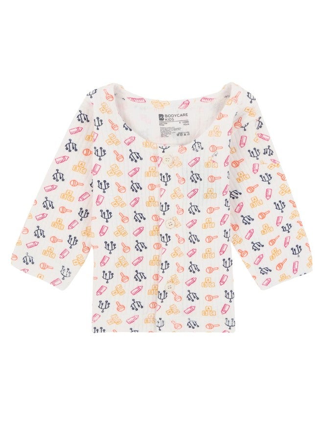 BODYCARE Cotton Blend Unisex Sets Front Open Full Sleeves Top & Pyjama Set Pack Of 1-Assorted - Image 5