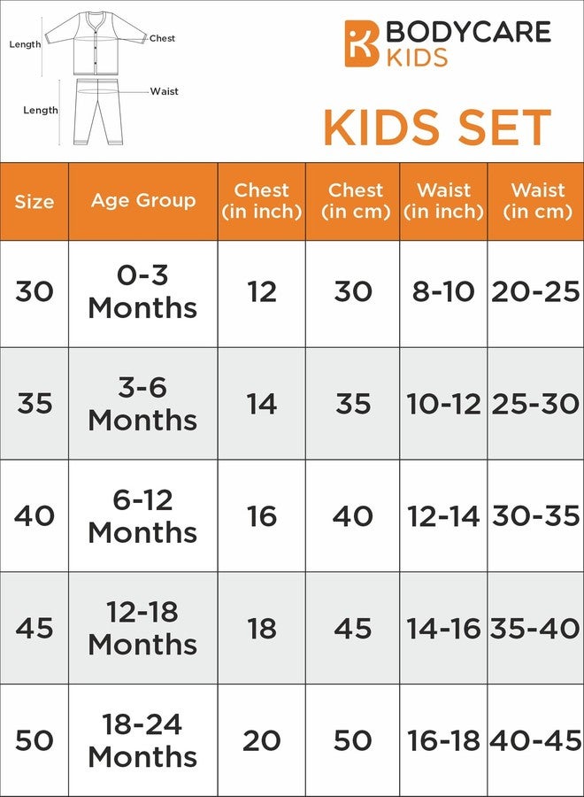 BODYCARE Cotton Blend Unisex Sets Front Open Full Sleeves Top & Pyjama Set Pack Of 1-Assorted - Image 4