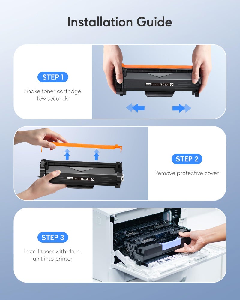 WEAREC TN760 Toner Cartridges Replacement for Brother Toner TN-730/TN-760 Compatible HL-L2350DW MFC-L2710DW MFC-L2750DW HL-L2395DW HL-L2370DW DCP-L2550DW HL-L2390DW (Black, 2 Pack) - Image 2
