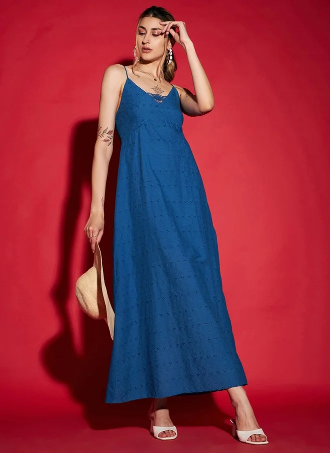 SASSAFRAS Blue A-Line Dress for Women