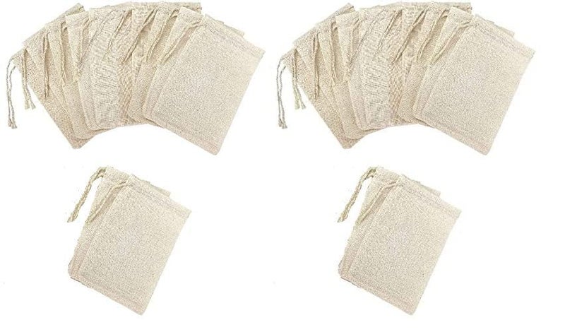 Unbleached Muslin Cloth Empty Tea Bags 3x4inch Reusable for Loose Leaf Tea, Coffee Brew Bags (24)