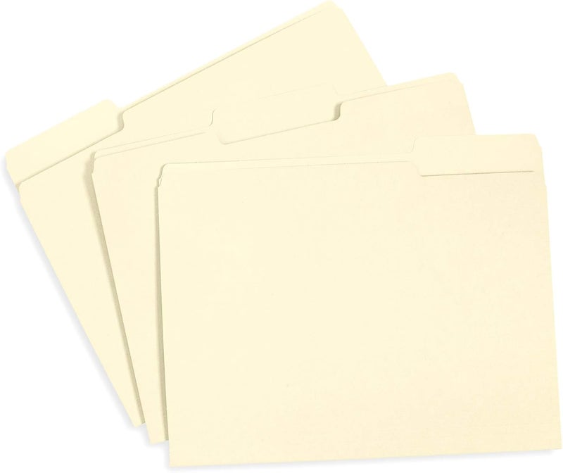 Blue Summit Supplies أقلام ملفات مانيلا 8.5 × 11، 1/3 قطع تبويب، حجم خطاب، فوانيل، رائعة للتنظيم وسهولة تخزين الملفات، 100 في العلبة (مانيلا) - Image 2