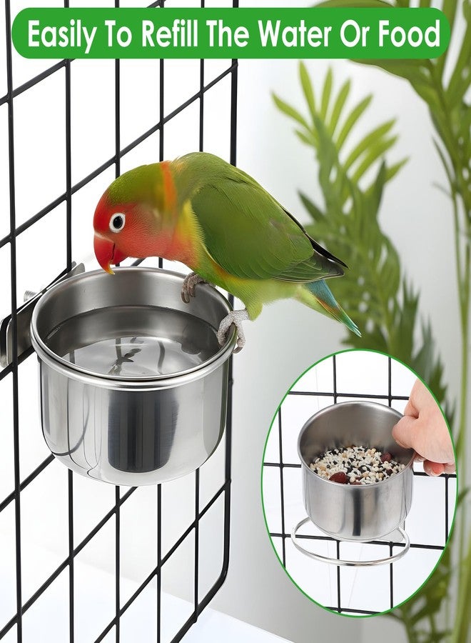 xozeooeu 10 Pack Stainless Steel Bird Food Bowls with Clamp Holder, Parrot Feeding Dish Cups for Cage, Rustproof Bird Water Feeders for Cockatiel Conure Budgie Parakeet Macaw Lovebird Small Animals - Image 5