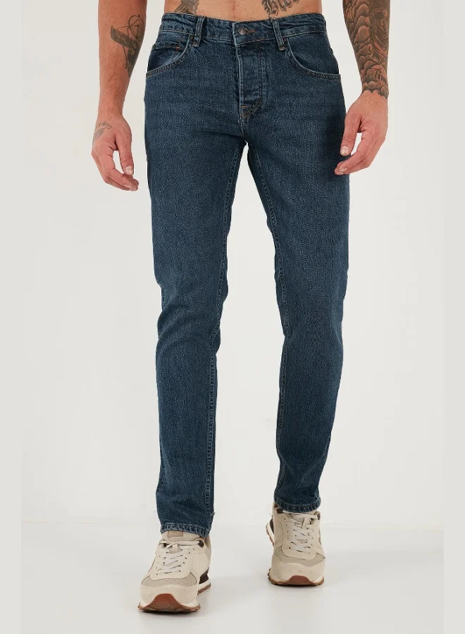 بوراتي جينز بوراتي قطن بقصة ضيقة وخصر عادي وساق رفيعة للرجال