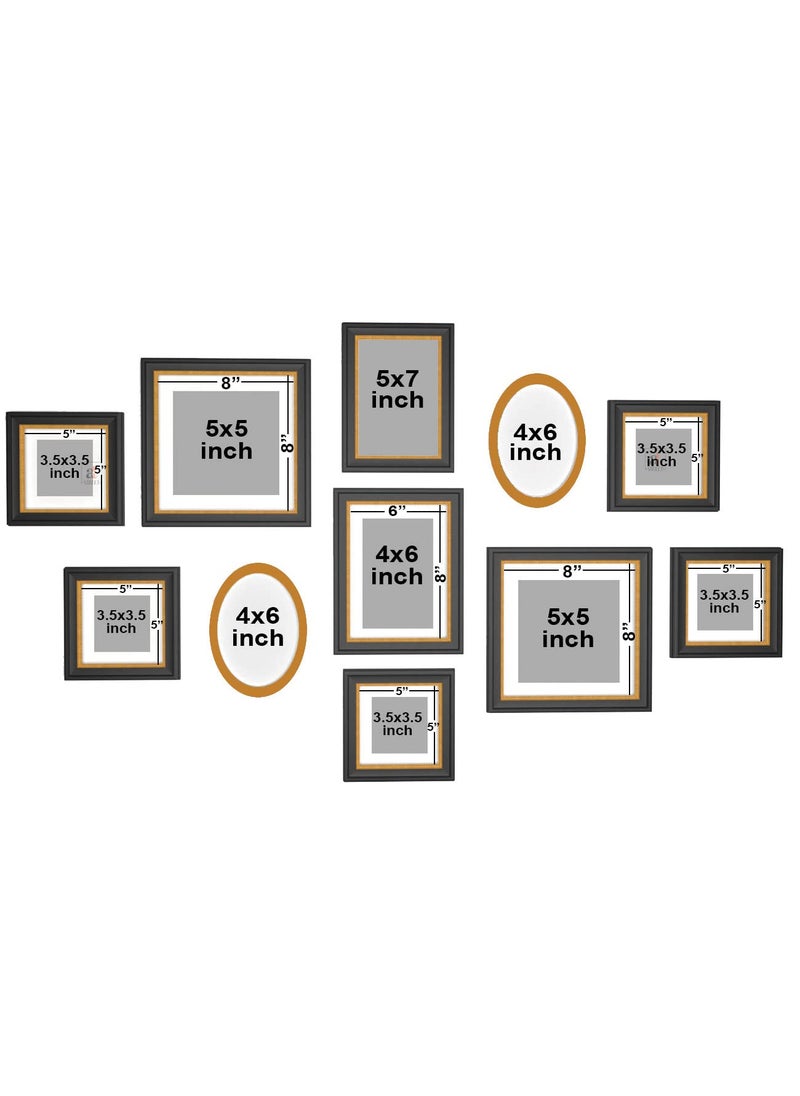 Art Street Art Street Set of 11 Wall Photoframes for Home Décor 3D-Timeline Black Photo Frame with 2 Oval Shape Frames for Wall and Living Room Decoration (5x5, 6x8, 8x8, 5x7 Inchs, Black & Golden)  - Image 3