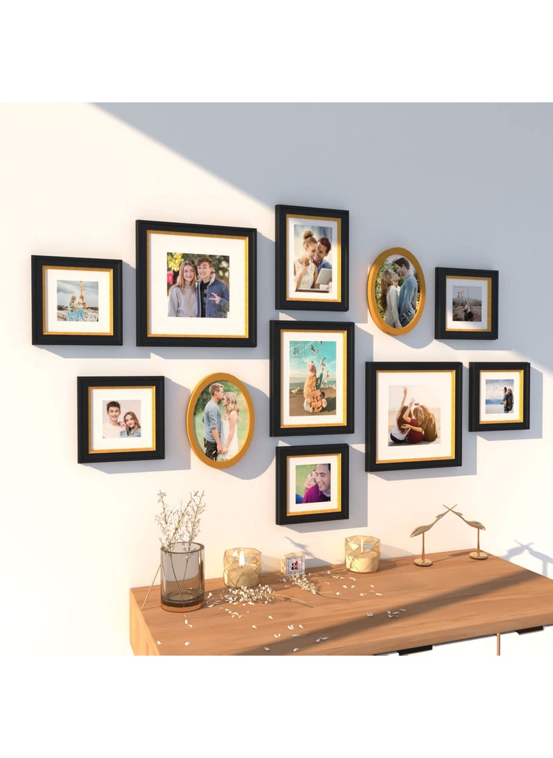 Art Street Art Street Set of 11 Wall Photoframes for Home Décor 3D-Timeline Black Photo Frame with 2 Oval Shape Frames for Wall and Living Room Decoration (5x5, 6x8, 8x8, 5x7 Inchs, Black & Golden)  - Image 4