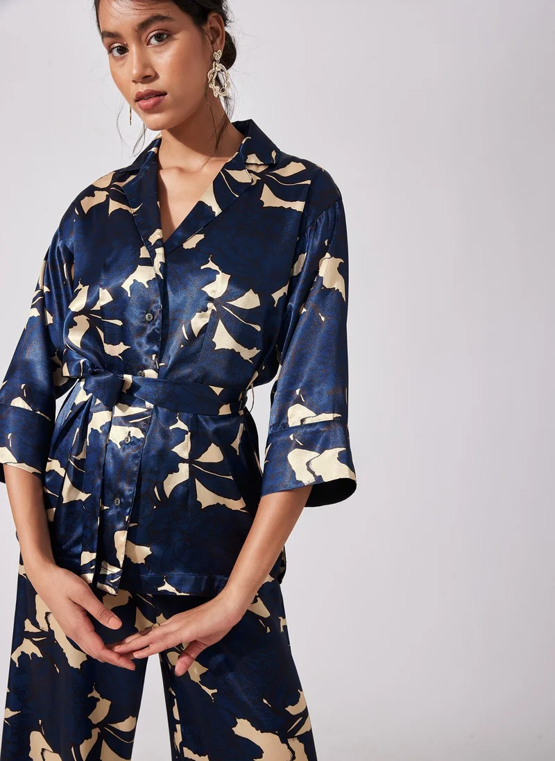 ذا ليبل لايف Floral Lapel Collar Shirt