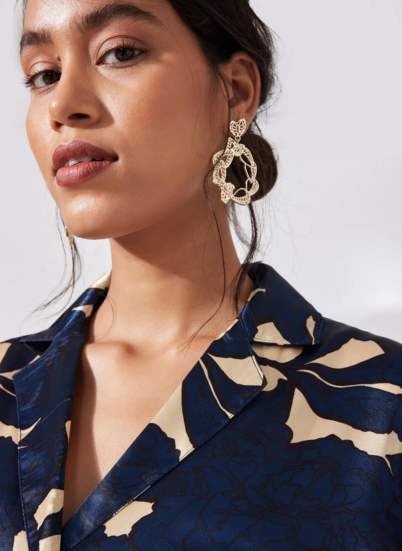 ذا ليبل لايف Floral Lapel Collar Shirt