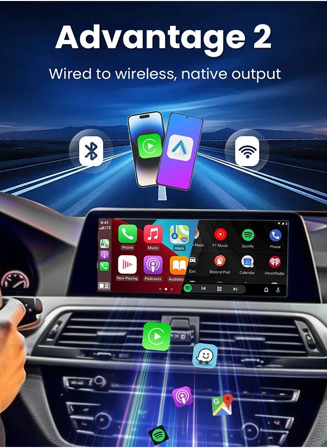 Generic - 2 in 1 Wireless CarPlay Apple CarPlay and Android Auto Car Adapter, with WiFi Bluetooth Plug and Play Converts Wired to Wireless for OEM Factory Wired Type-C/USB Adapter, 5Ghz WiFi Fast Auto Connect and Online Update - Image 1