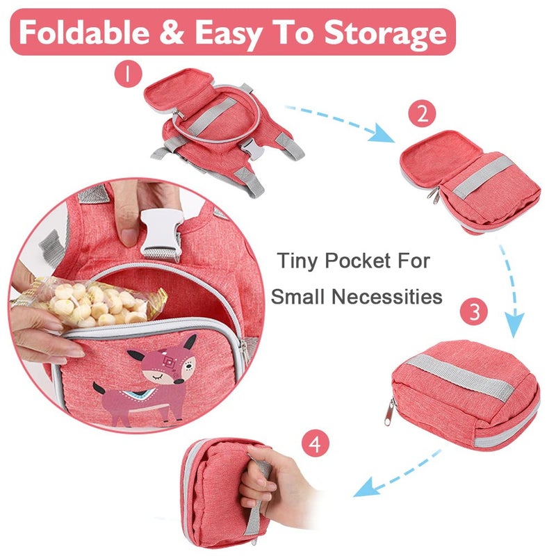 accmor Toddler Harness Leash + Anti Lost Wrist Link, Accmor Kids Harnesses Children Leashes for Girls, Cute Deer Baby Walking Holder Anti-Lost Bracelet Strap Tether for Outdoor Keep Kids Close (Pink) - Image 5