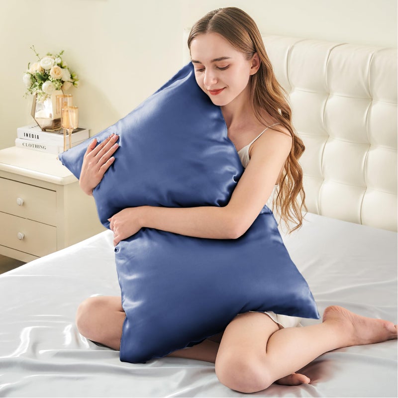 INFIIXSO Mulberry Silk Pillowcase for Hair and Skin  Silk Pillow Cases Queen Size with Hidden Zipper 20x30 Inches  Extraordinary Smooth and Soft Cooling Pillow Cases for Hot Sleepers(Navy  1 Pack) - Image 3