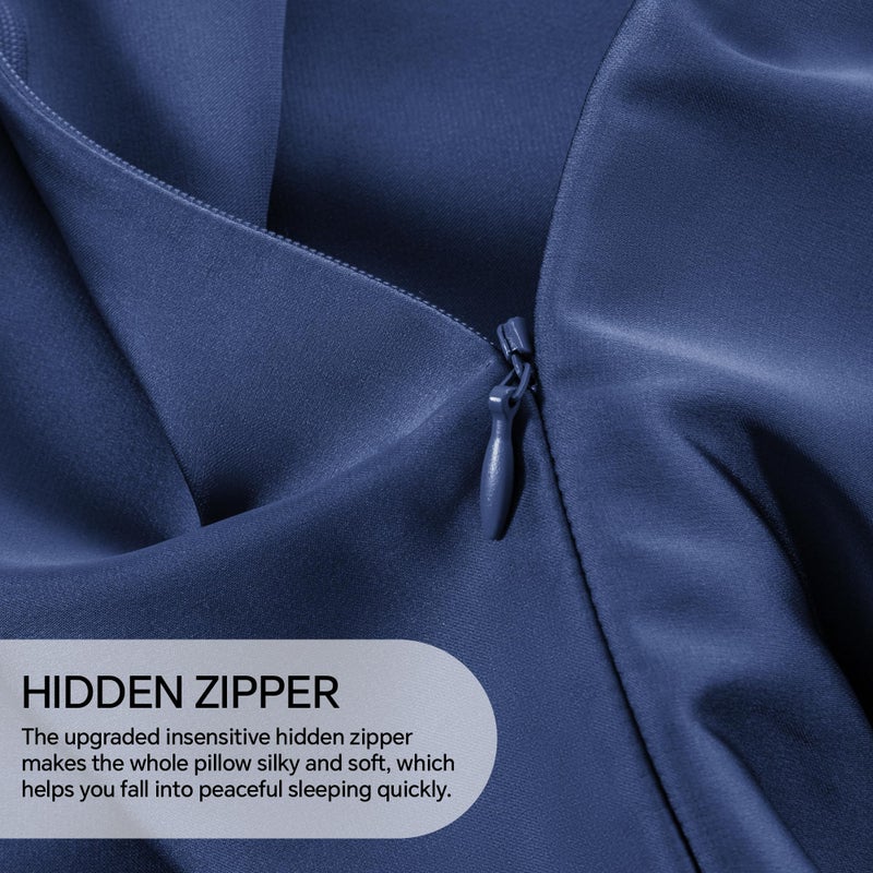 INFIIXSO Mulberry Silk Pillowcase for Hair and Skin  Silk Pillow Cases Queen Size with Hidden Zipper 20x30 Inches  Extraordinary Smooth and Soft Cooling Pillow Cases for Hot Sleepers(Navy  1 Pack) - Image 5