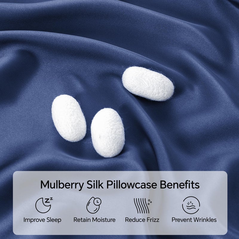 INFIIXSO Mulberry Silk Pillowcase for Hair and Skin  Silk Pillow Cases Queen Size with Hidden Zipper 20x30 Inches  Extraordinary Smooth and Soft Cooling Pillow Cases for Hot Sleepers(Navy  1 Pack) - Image 2