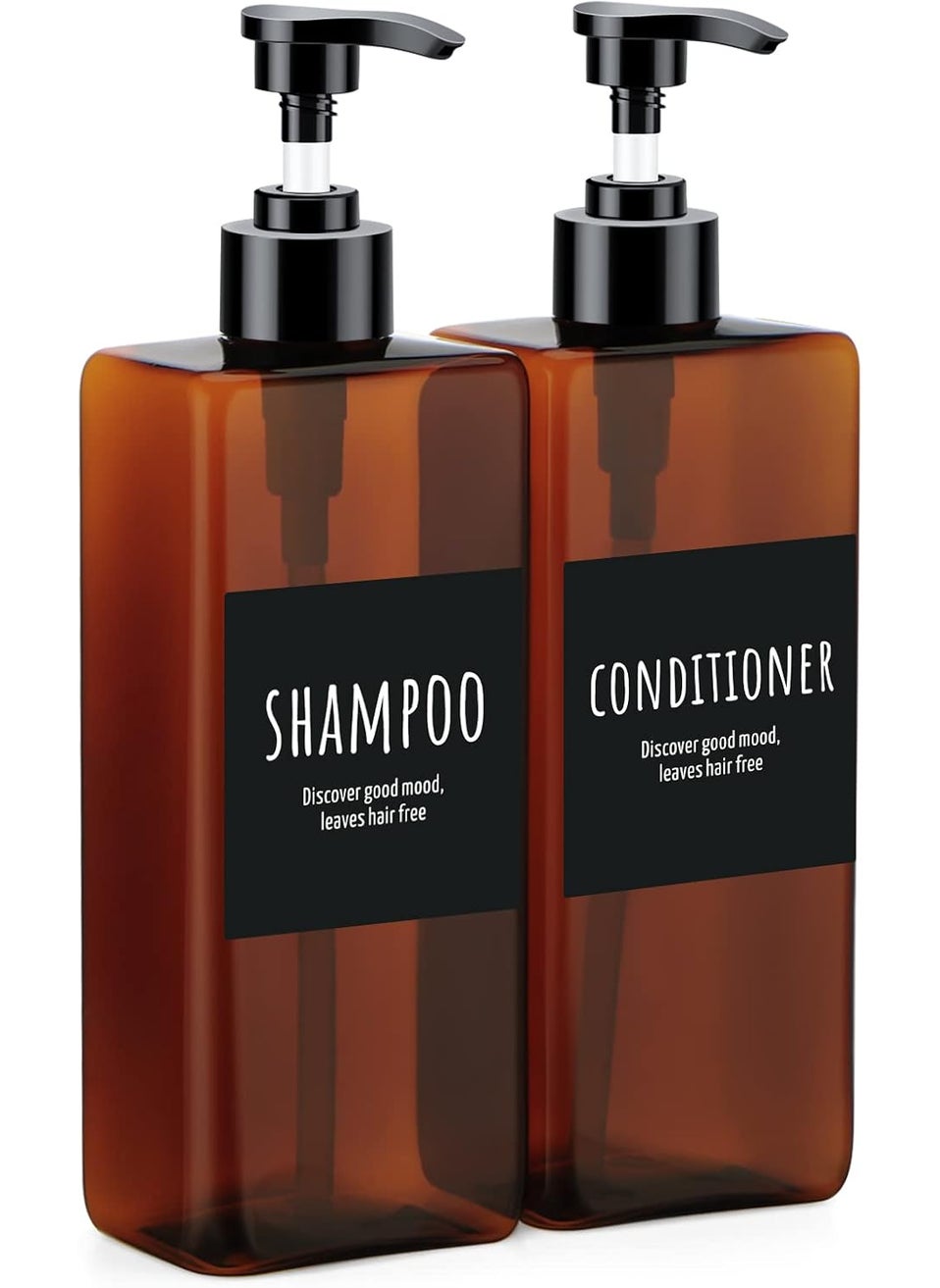 Segbeauty - Segbeauty Shampoo and Conditioner Dispenser, 2 Pack of 16.9oz Refillable Soap Dispensers, 500ml Empty Plastic Pump Press Bathroom Shower Bottles for Liquid Soap Lotion Gel Essential Oil Amber - Image 1