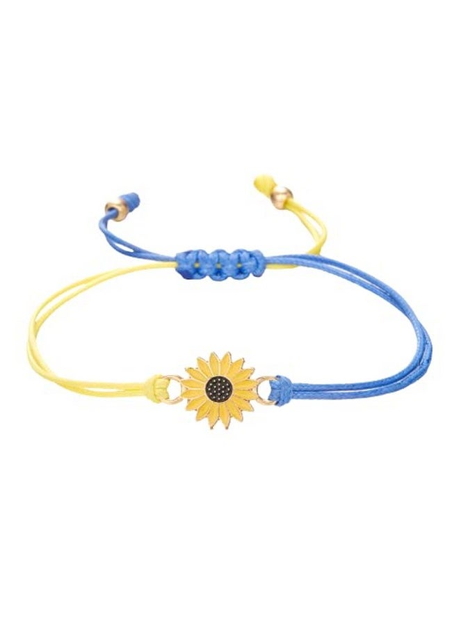 COLORFUL BLING 2 Pcs Set Ukraine Flag Bracelet With Natural Crystal Bracelet + Ukrainian Yellow Blue Bracelet Hand Braided Bracelet For Men Women Unisex - Style D  - Image 5