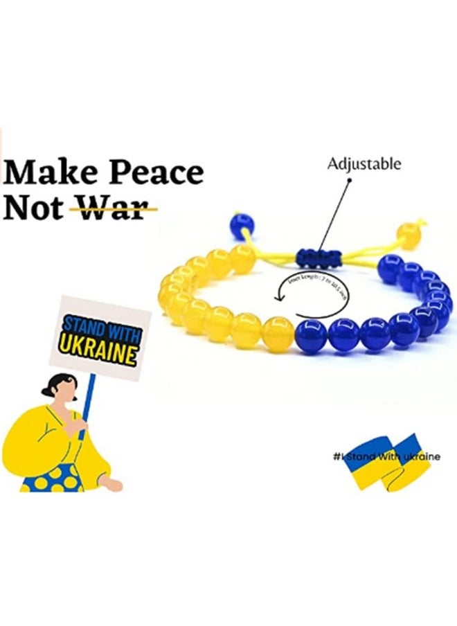 COLORFUL BLING 2 Pcs Set Ukraine Flag Bracelet With Natural Crystal Bracelet + Ukrainian Yellow Blue Bracelet Hand Braided Bracelet For Men Women Unisex - Style D  - Image 4