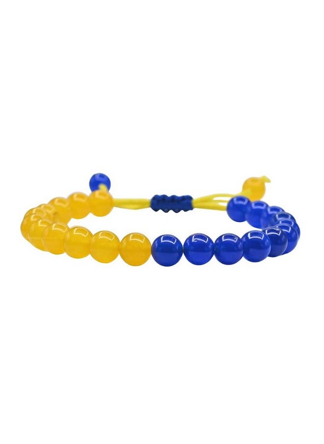 COLORFUL BLING 2 Pcs Set Ukraine Flag Bracelet With Natural Crystal Bracelet + Ukrainian Yellow Blue Bracelet Hand Braided Bracelet For Men Women Unisex - Style D  - Image 2