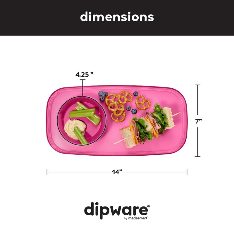 madesmart dipware Small Serving Plate, Stackable & Removable Dip Bowl for Salsa, Queso, Salad, Olives, Dishwasher & Microwave Safe, Multipurpose Plate & Bowl, Pink - Image 3