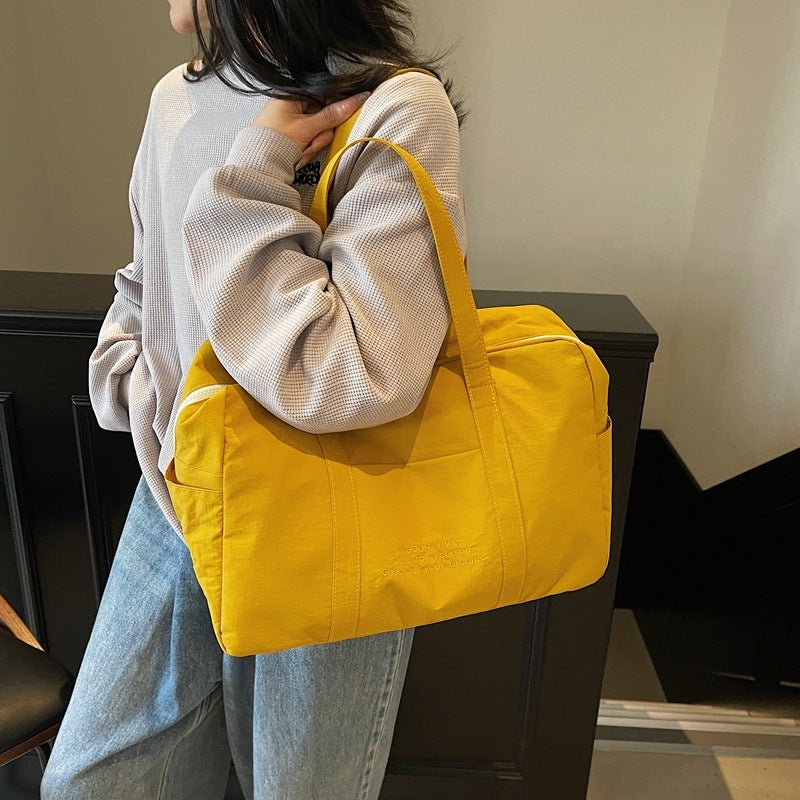 Cloth Bag Lightweight Large Capacity Casual Bag Travel Bag Shopping Bag Zipper Shoulder Bag Tote Bag - Image 2