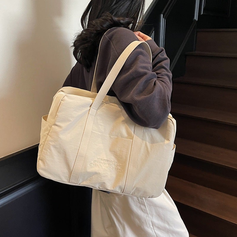 Cloth Bag Lightweight Large Capacity Casual Bag Travel Bag Shopping Bag Zipper Shoulder Bag Tote Bag - Image 5