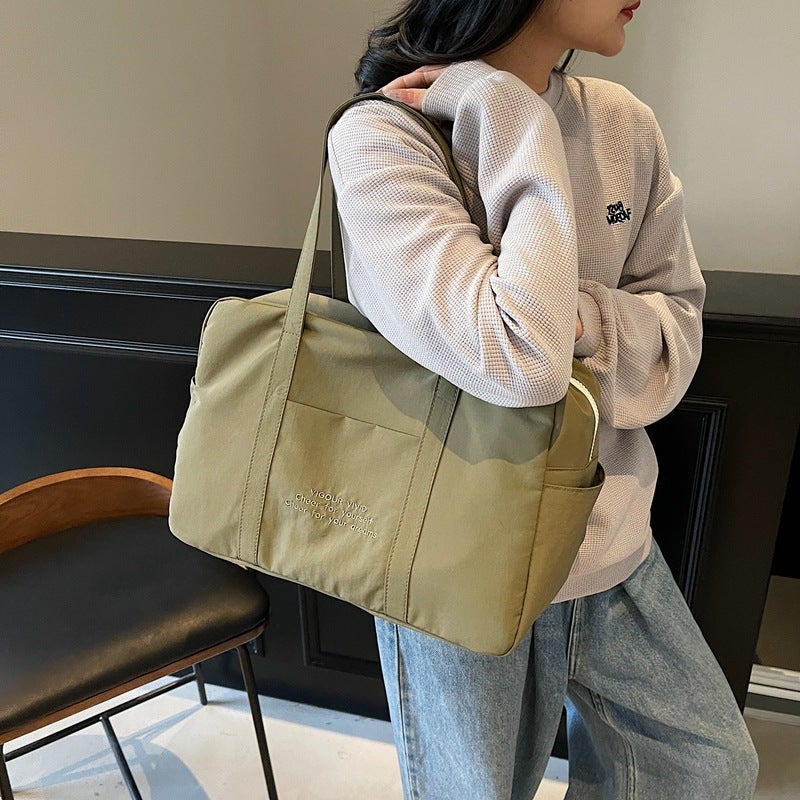 Cloth Bag Lightweight Large Capacity Casual Bag Travel Bag Shopping Bag Zipper Shoulder Bag Tote Bag - Image 3