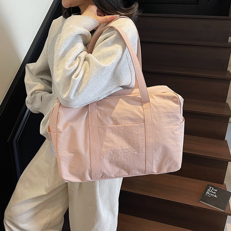 Cloth Bag Lightweight Large Capacity Casual Bag Travel Bag Shopping Bag Zipper Shoulder Bag Tote Bag - Image 4