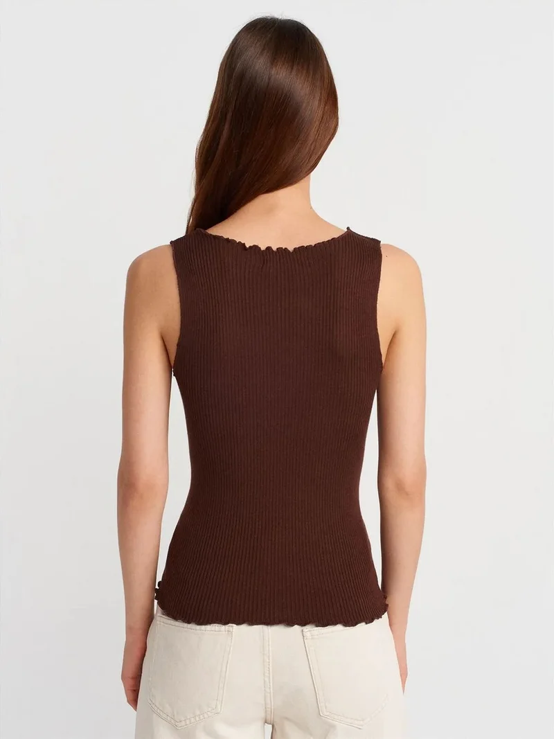 ديلفين Dilvin Sleeveless Ribbed Button Cardigan