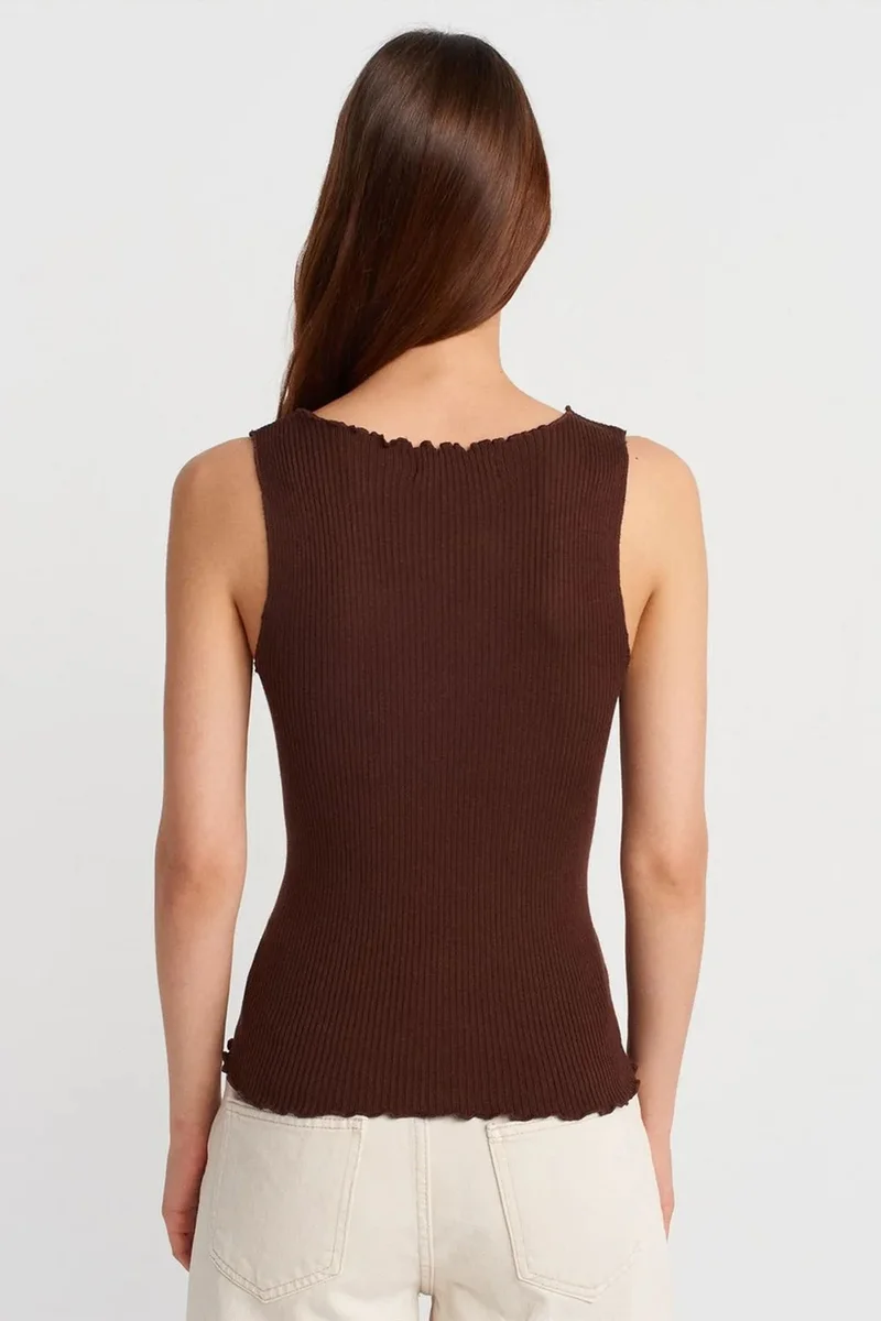 ديلفين DILVIN Sleeveless Ribbed Button Cardigan