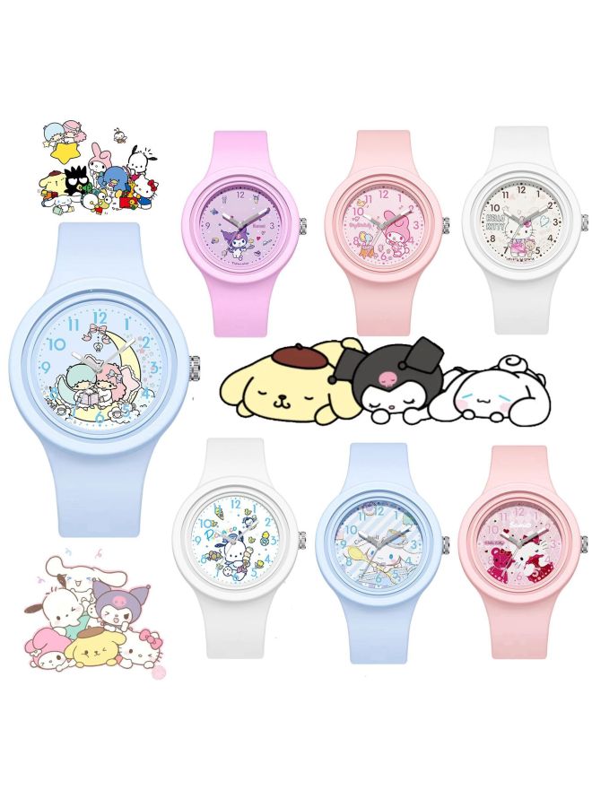 Children's Watch Cute High Quality Skin-feeling Jelly Silicone Female Student's Watch Cartoon Acrylic Box Watch-color:Meile D Powder  - Image 5