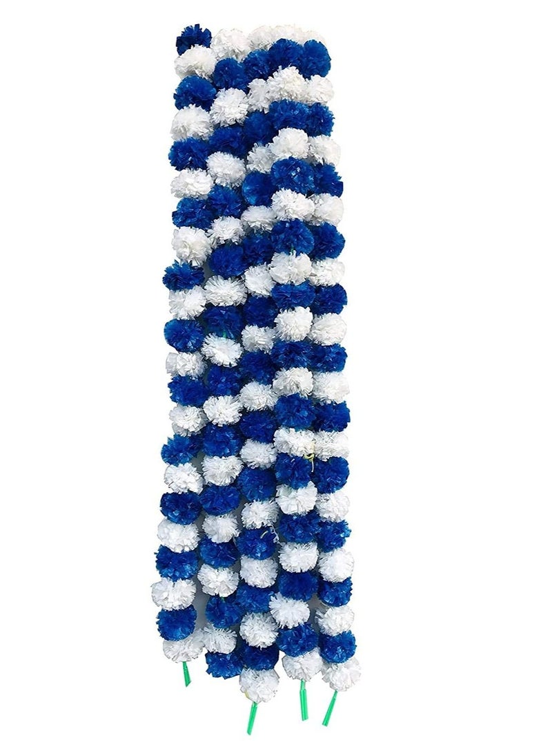 Shreeji pack of 5 blue white artificial marigold string garland 5feet long - Image 1