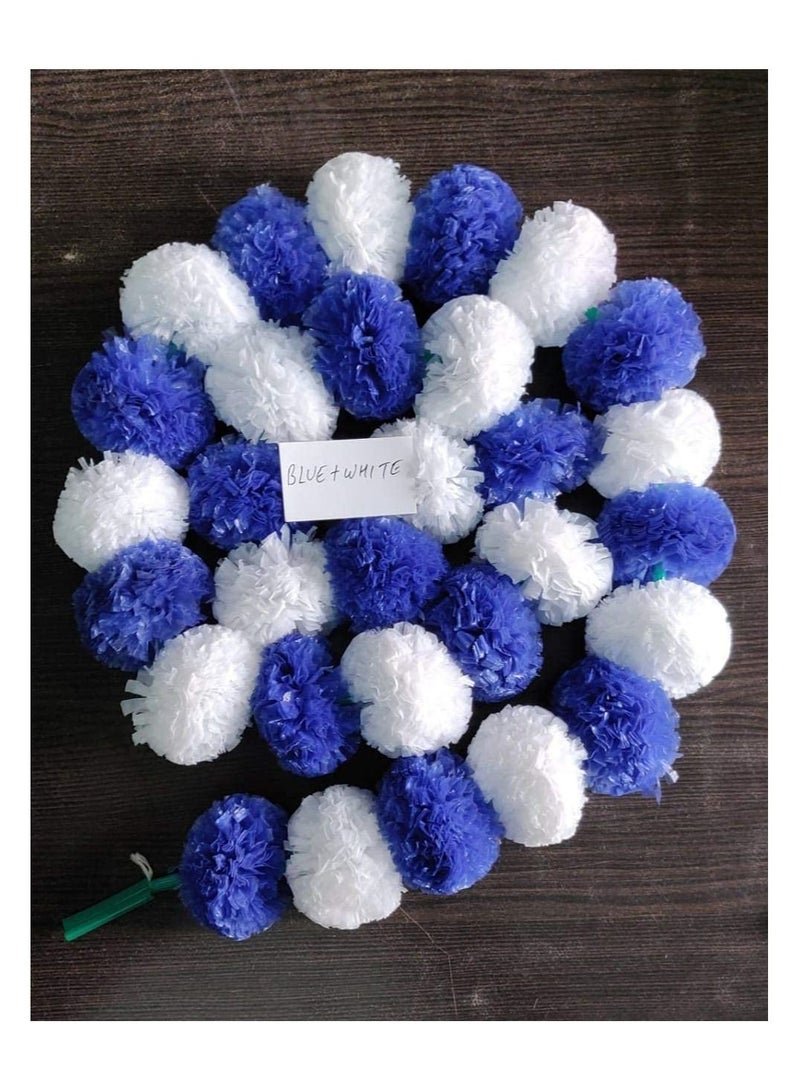 Shreeji pack of 5 blue white artificial marigold string garland 5feet long - Image 2