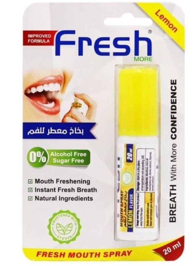 Fresh More Mouth Spray - Lemon Flavour Sugar-Free, Alcohol-Free Breath Spray, Instant Fresh Breath, Natural Oral Care, Portable Mouth Freshner Spray. - Image 1