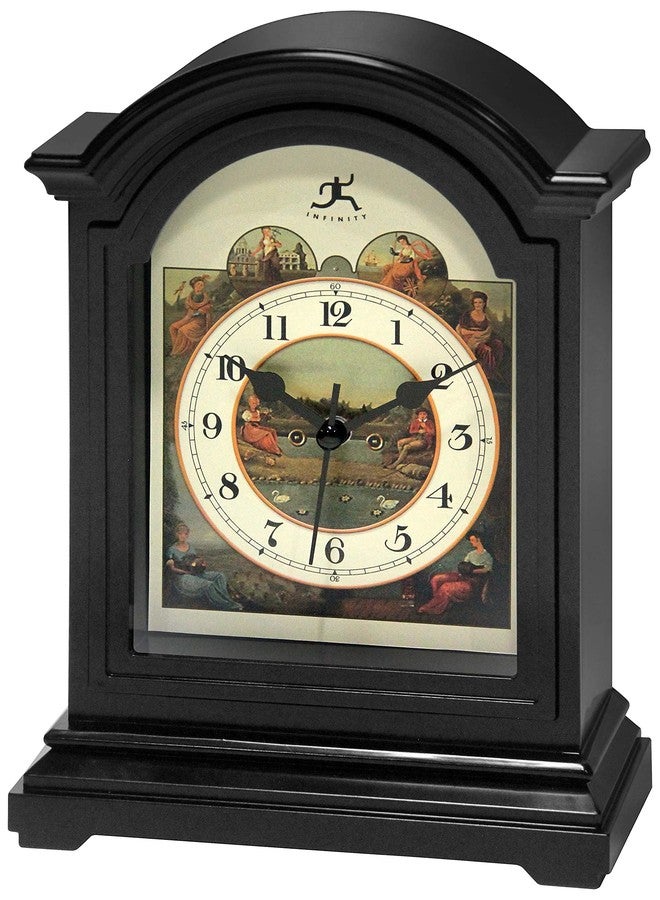Infinity Instruments Black Plastic Tabletop Clock 9 x 6 Decorative Mantle Tabletop Clock Mini Desktop Table Mantel Decor Vintage Living Room Decor… - Image 2