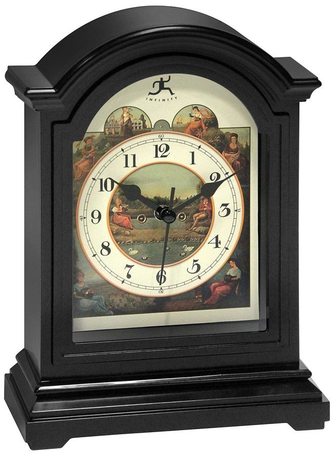 Infinity Instruments Black Plastic Tabletop Clock 9 x 6 Decorative Mantle Tabletop Clock Mini Desktop Table Mantel Decor Vintage Living Room Decor… - Image 3