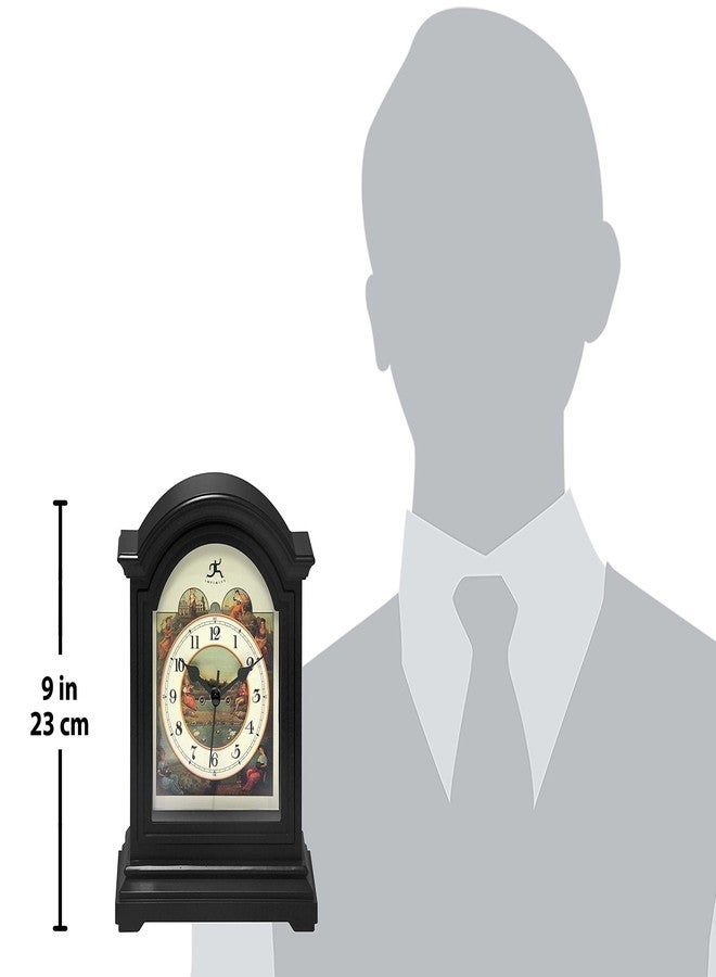Infinity Instruments Black Plastic Tabletop Clock 9 x 6 Decorative Mantle Tabletop Clock Mini Desktop Table Mantel Decor Vintage Living Room Decor… - Image 5
