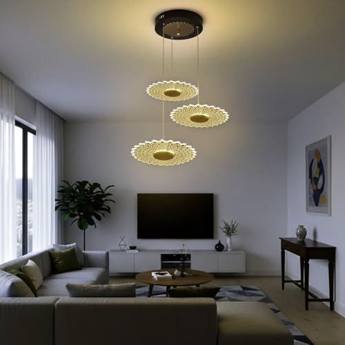 Lamp master Lampmaster 3 para Pendant Light | Modern Hanging Ceiling Lamp with Antique Gold Finish | Warm White Glow | Decorative Acrylic Chandelier for Living Room, Dining Room, Bedroom, Restaurants & Interior - Image 1
