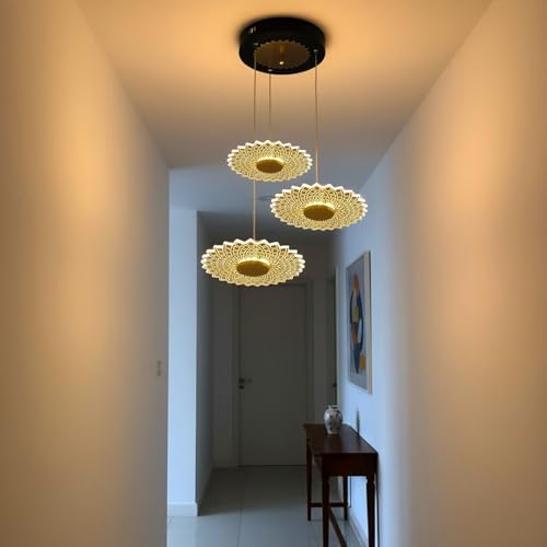Lamp master Lampmaster 3 para Pendant Light | Modern Hanging Ceiling Lamp with Antique Gold Finish | Warm White Glow | Decorative Acrylic Chandelier for Living Room, Dining Room, Bedroom, Restaurants & Interior - Image 5
