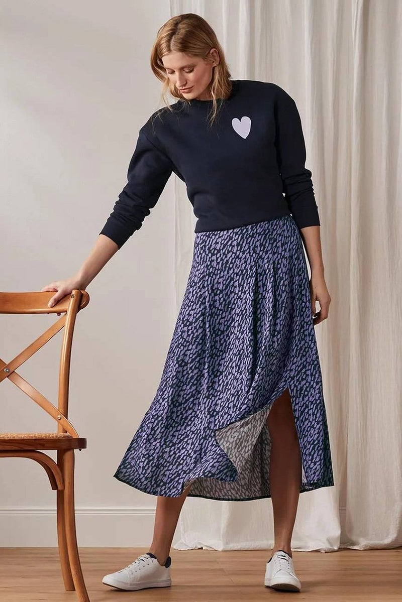 Tchibo تنورة ماكسي مطبوعة بالكامل للنساء، بنفسجي - Image 1