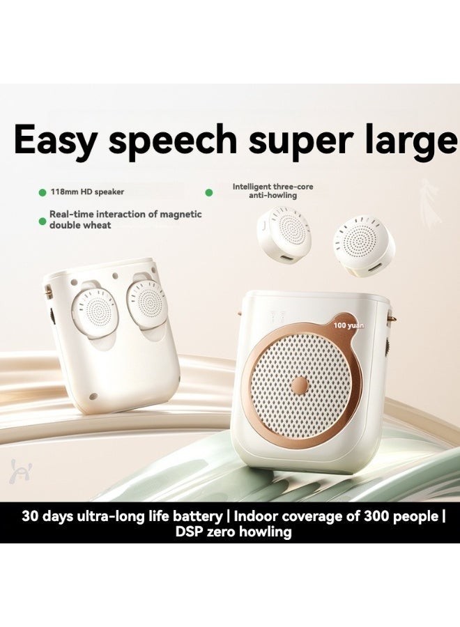 M MIAOYAN Portable Voice Amplifier Speaker 10W with 2 Wireless Magnetic Microphones for Teaching Speech - Image 5