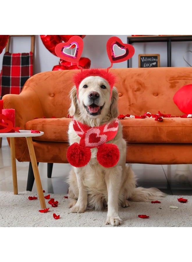 SilTriangle 3 Pieces Valentines Day Dog Costume Set Including Red Valentines Love Headband Valentines Dog Tutu Dress Cute PET Tutu Red Valentines PET Scarf for Medium Dogs Holiday Outfit Accessory - Image 5