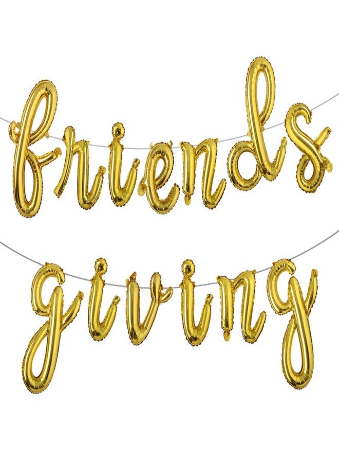 RUIANSI 16 Inches Tall Multicolor Foil Balloons "Friendsgiving" Banner Letter Party Decorations,Fall Theme Friends Party Decor and Party Backdrop (L FRIENDS GIVING GOLD) - Image 1