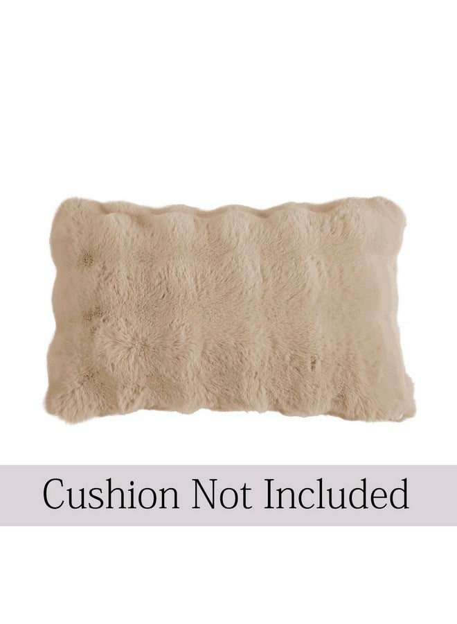 HOKIPO HOKIPO Faux Rabbit Fur Cushion Cover, 12 inch x 20 inch (30x50 cm) Latte Brown (AR-5019)  - Image 3